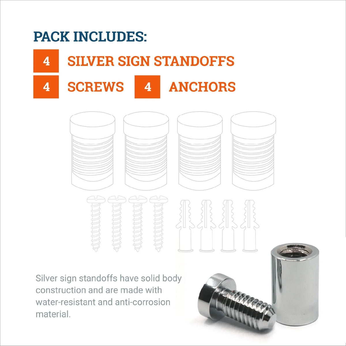 CN - Series Brass Flat Top Sign Standoff 13mm x 19mm - S-SO-1319BR - Picture Hang Solutions