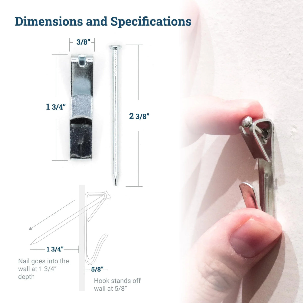 Conventional 100 lb Hook - S-HWR-2054-100X - Picture Hang Solutions