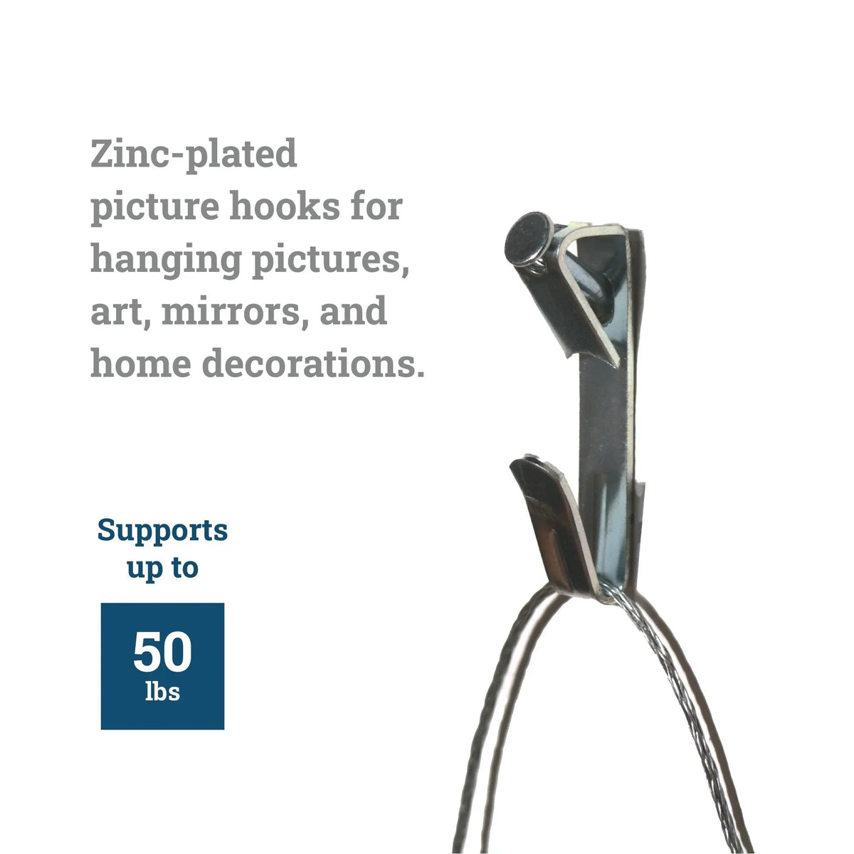 Conventional 50 lb Hook - S-HWR-2054-50X - Picture Hang Solutions