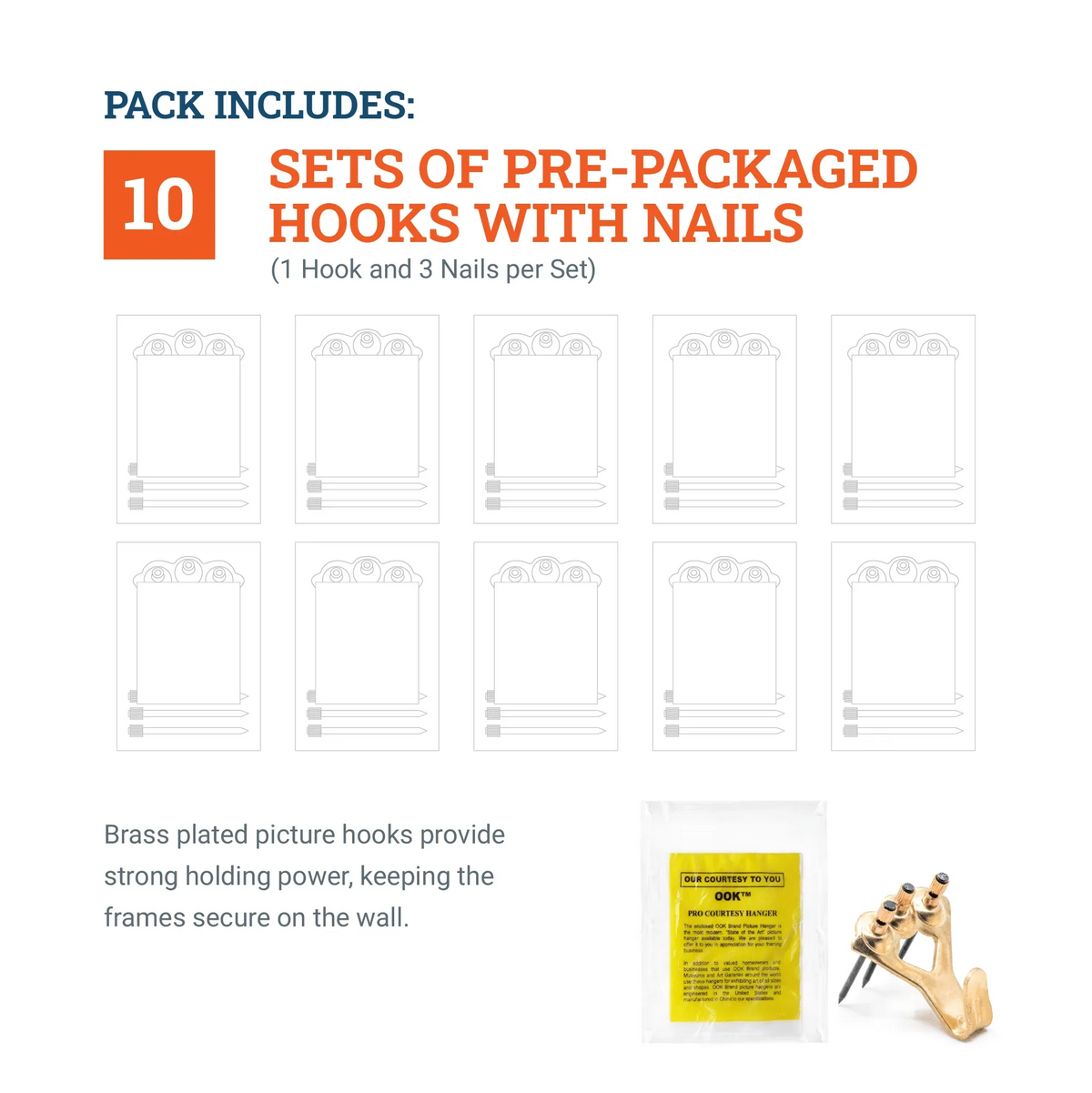 Courtesy Brass 100 lb Hook - S-BCH-100X - Picture Hang Solutions