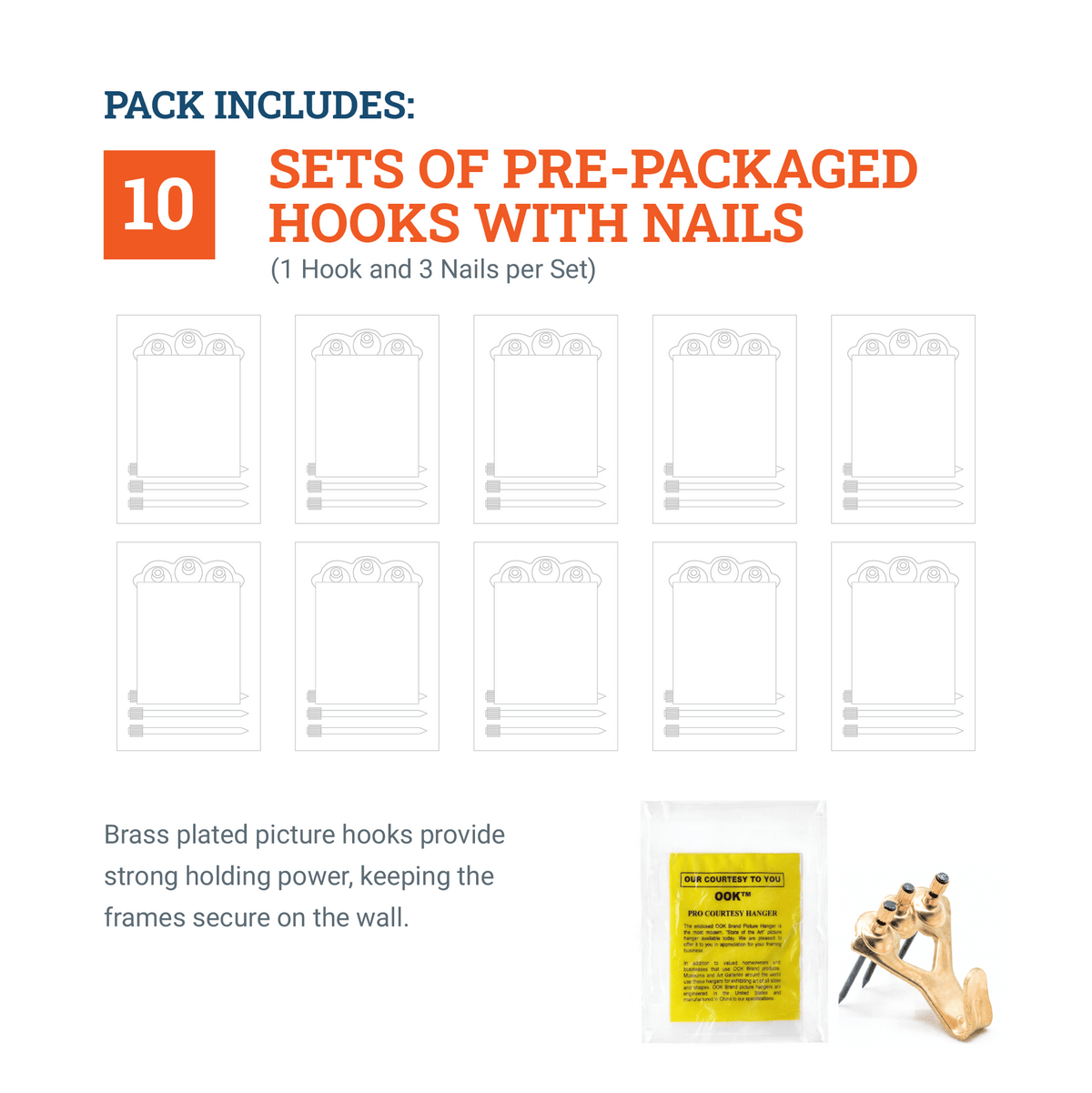 Courtesy Brass 100 lb Hook - S-BCH-100X - Picture Hang Solutions