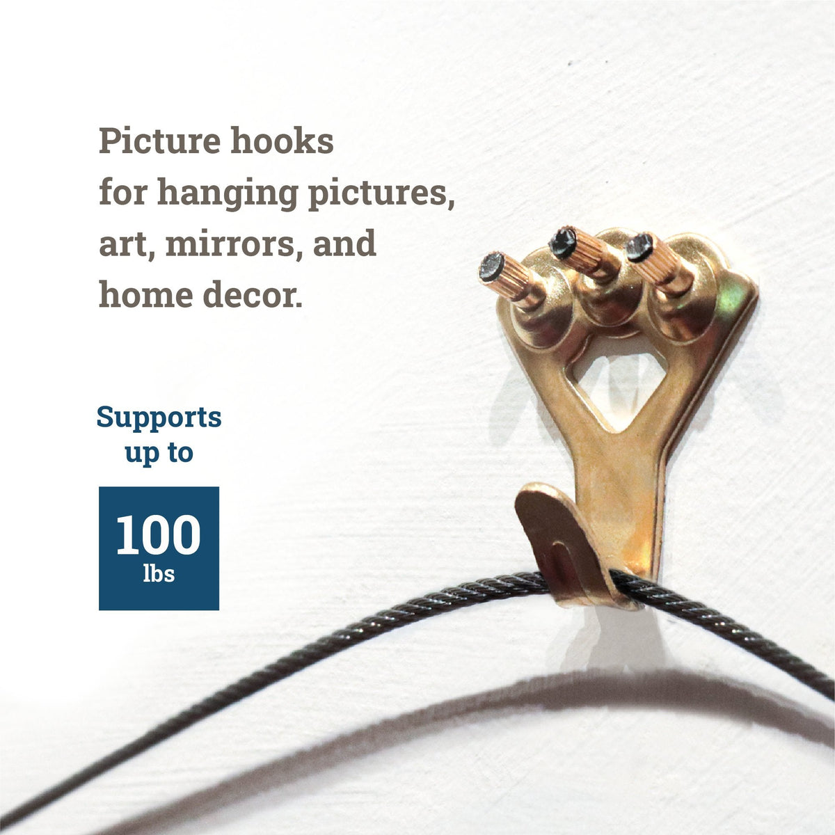 Courtesy Brass 100 lb Hook - S-BCH-100M - Picture Hang Solutions