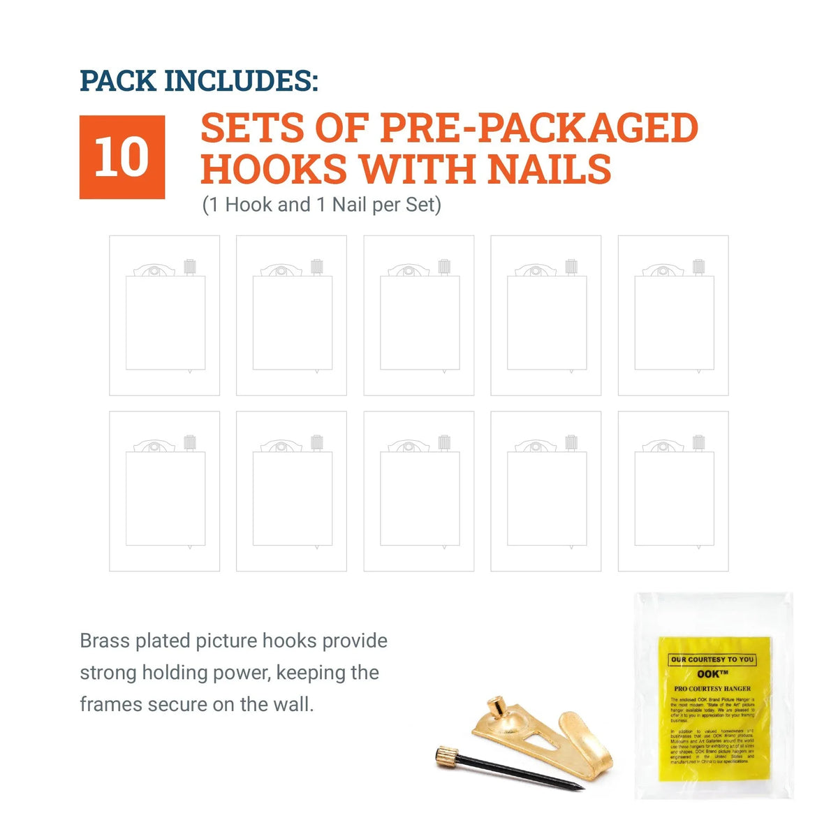 Courtesy Brass 30 lb Hook - S-BCH-30X - Picture Hang Solutions