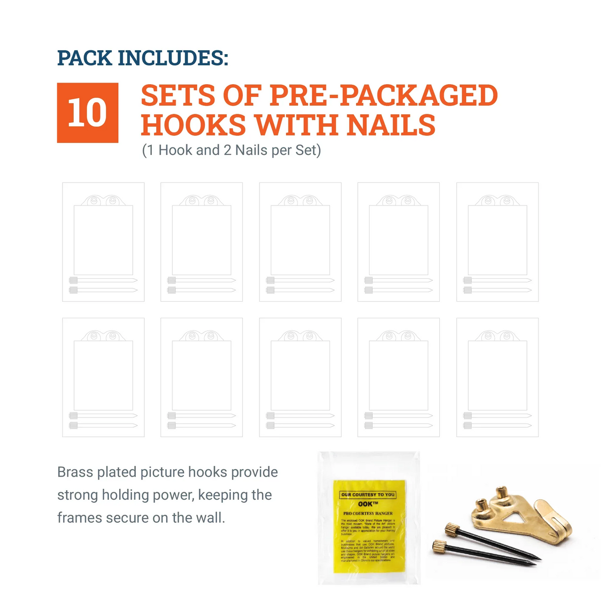 Courtesy Brass 50 lb Hook - S-BCH-50X - Picture Hang Solutions