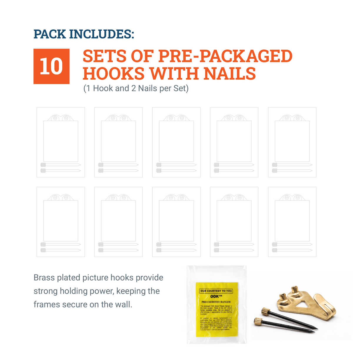 Courtesy Brass 50 lb Hook - S-BCH-50X - Picture Hang Solutions