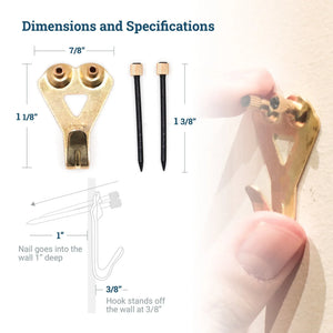 Courtesy Brass 50 lb Hook - S-BCH-50X - Picture Hang Solutions