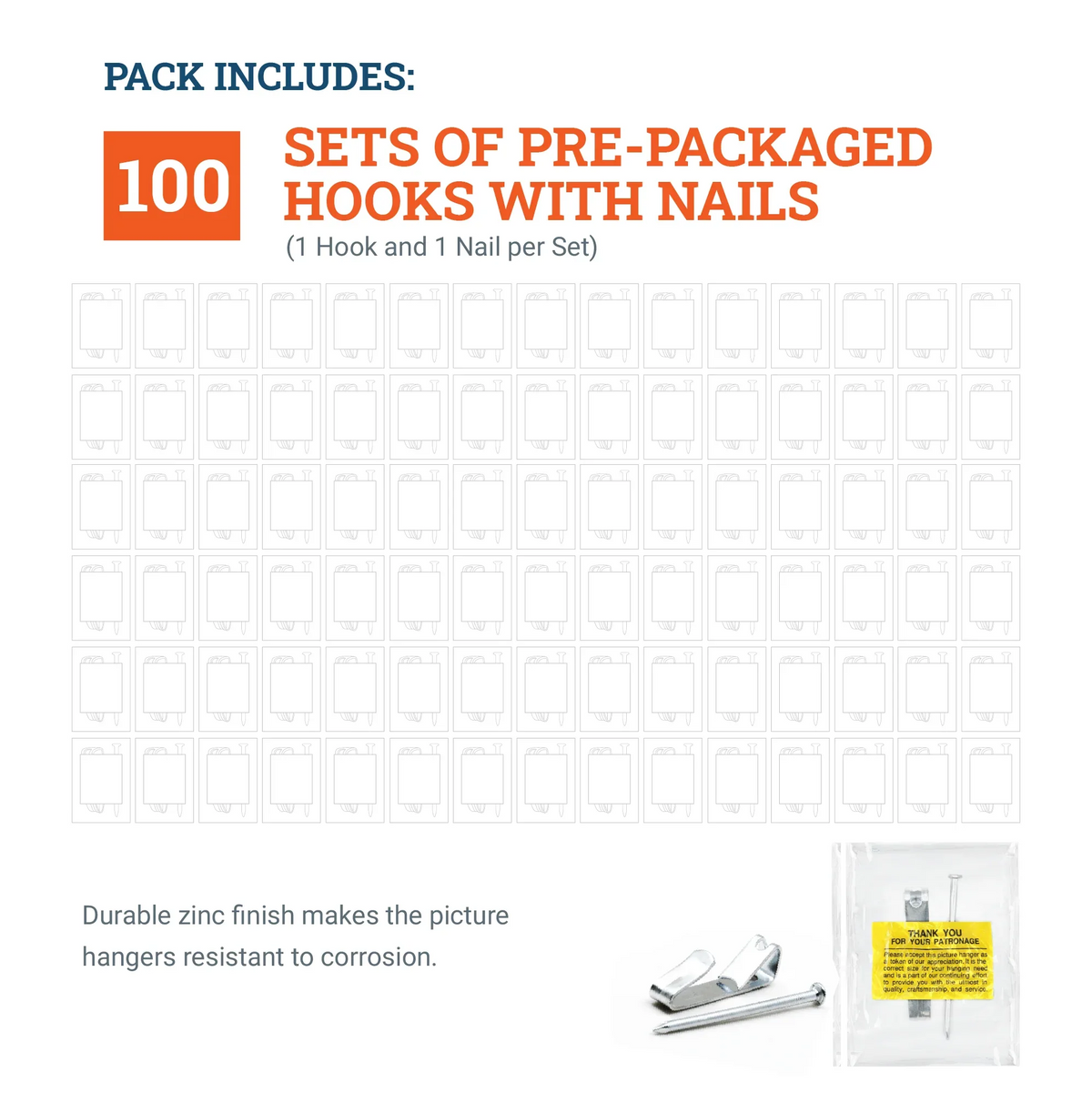 Courtesy Nickel 100 lb Hook - S-NCH-100C - Picture Hang Solutions