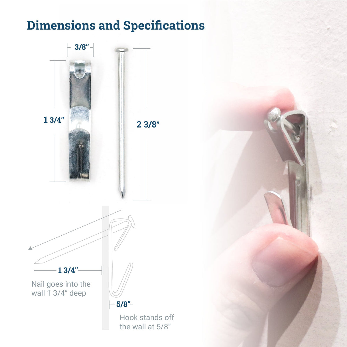 Courtesy Nickel 100 lb Hook - NCH-100X - Picture Hang Solutions