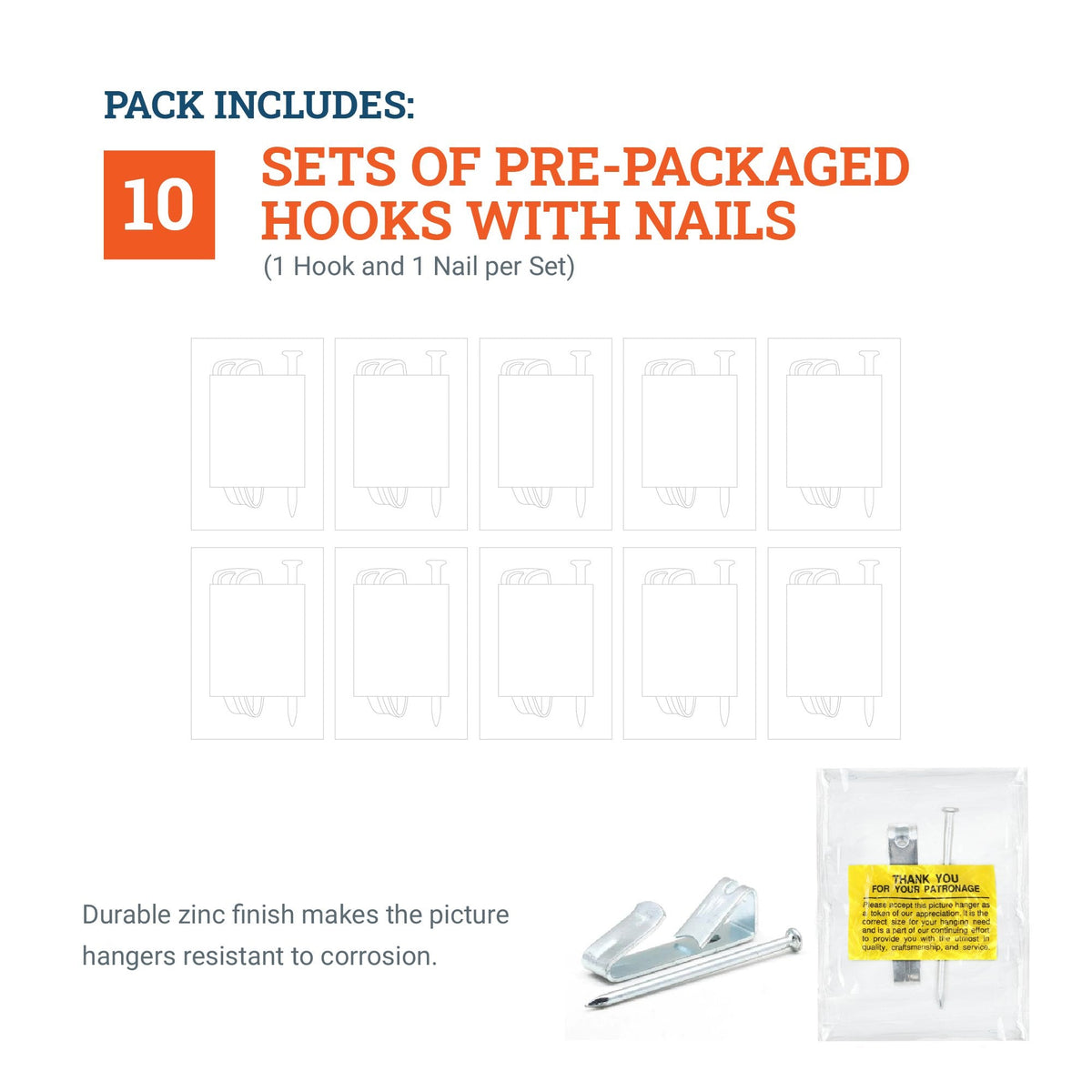 Courtesy Nickel 100 lb Hook - S-NCH-100X - Picture Hang Solutions