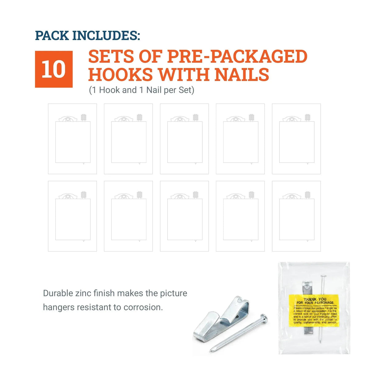 Courtesy Nickel 30 lb Hook - S-NCH-30X - Picture Hang Solutions