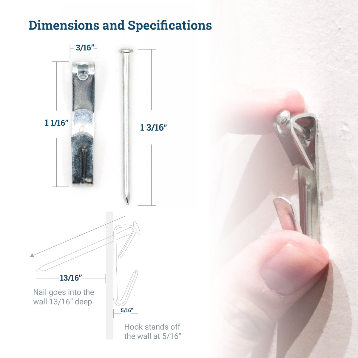 Courtesy Nickel 30 lb Hook - NCH-30X - Picture Hang Solutions