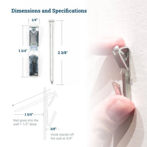 Courtesy Nickel 50 lb Hook - S-NCH-50X - Picture Hang Solutions