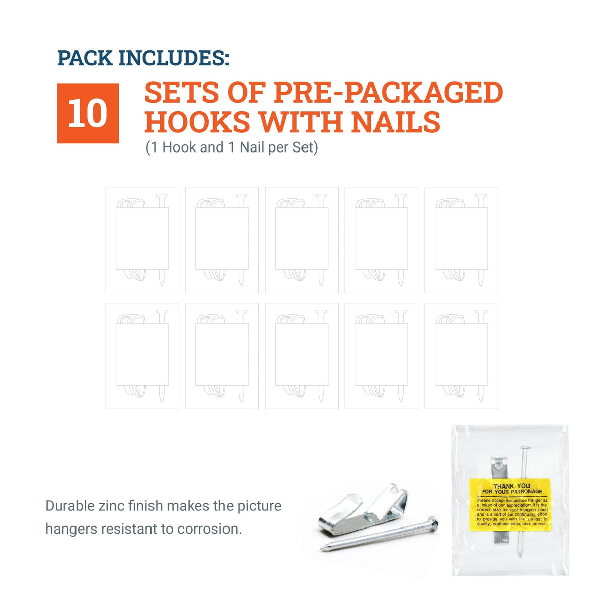 Courtesy Nickel 50 lb Hook - S-NCH-50X - Picture Hang Solutions