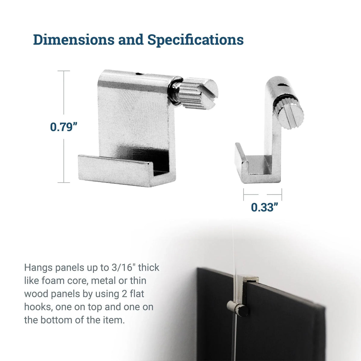 Flat Hook - Side Screw - S-GSH-SQ - Picture Hang Solutions