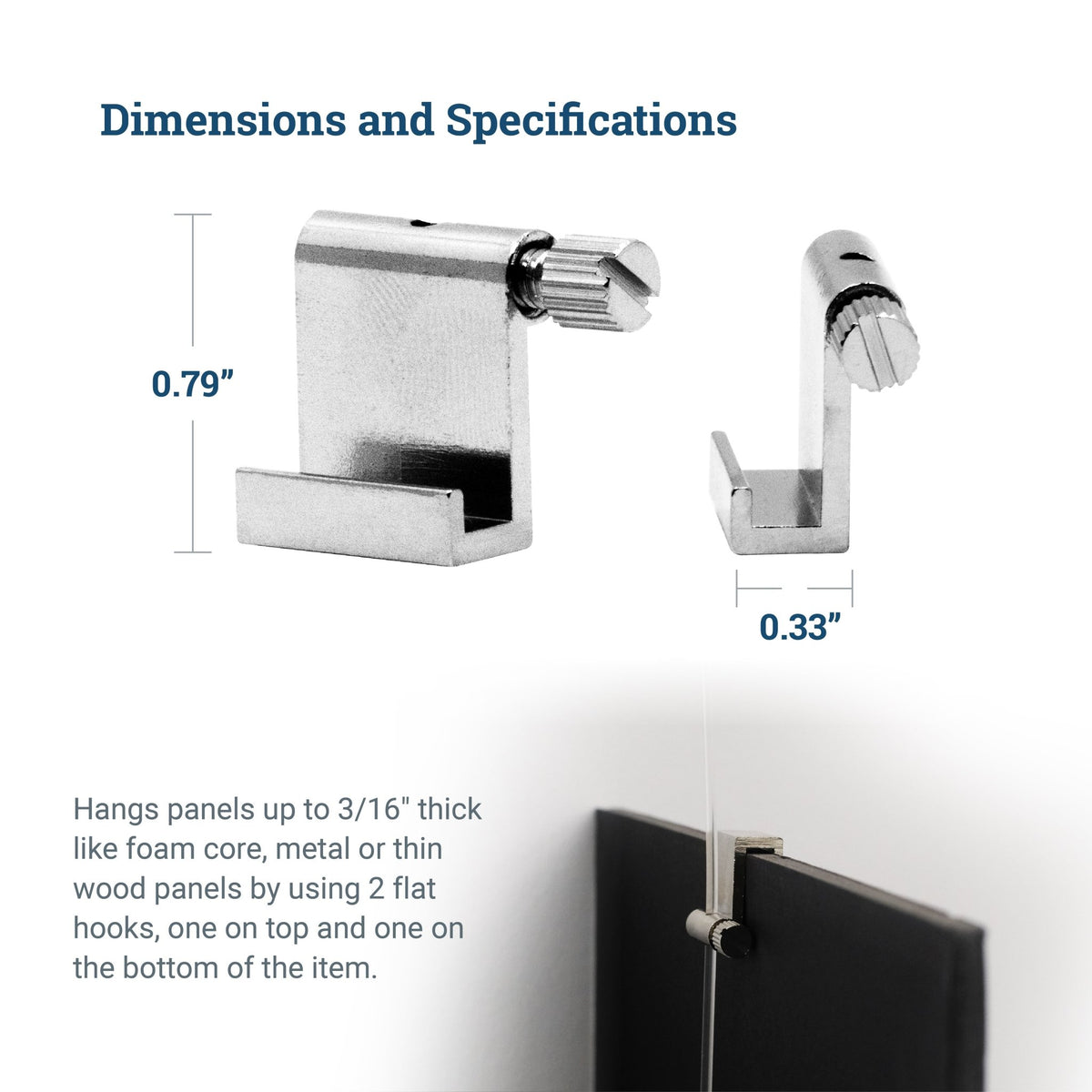 Flat Hook - Side Screw - GSH-SQ - Picture Hang Solutions
