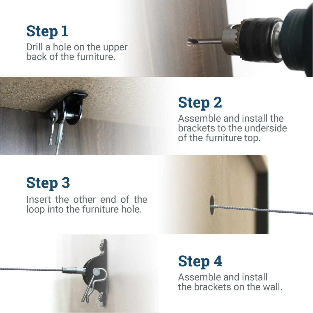 Furniture Anti - Tip Kit - S-HWR-ANTITIP - Picture Hang Solutions