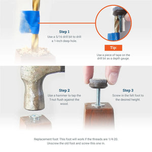 Furniture Leveling Feet - Felt - S-ADJFELT16 - Picture Hang Solutions