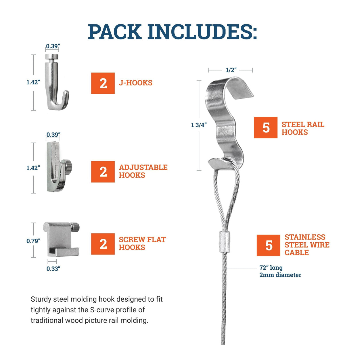 Gallery Kit with Silver Picture Rail Hooks - S-GSK-Z44 - Picture Hang Solutions