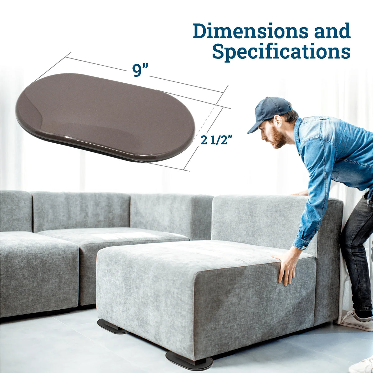 Large Furniture Sliders for Carpet - S-VSLIDERLG2 - Picture Hang Solutions