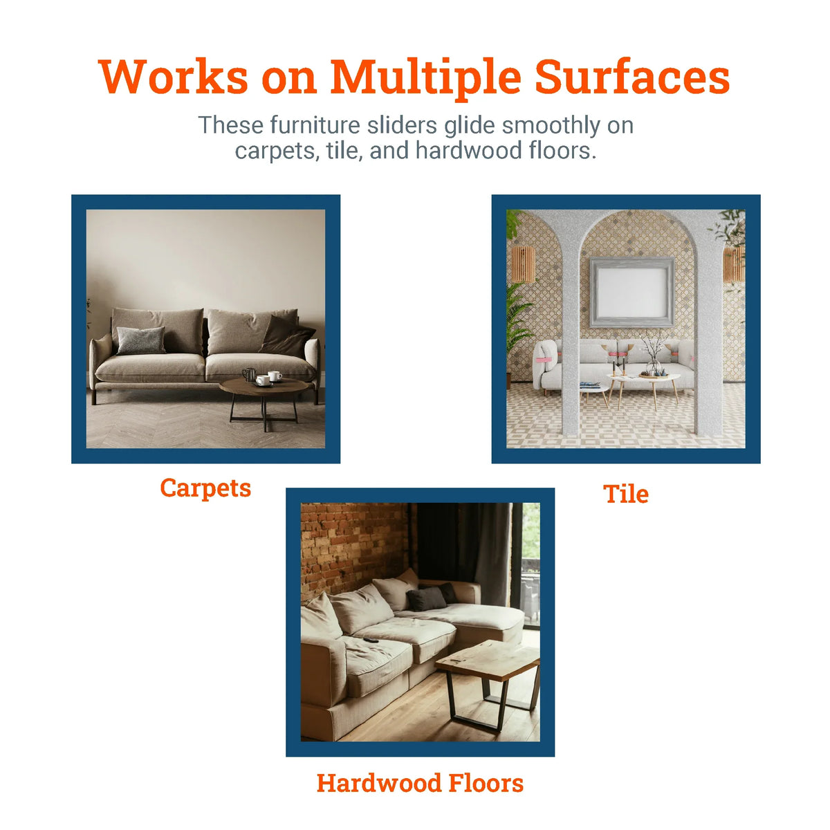 Large Furniture Sliders for Carpet - S-VSLIDERLG2 - Picture Hang Solutions