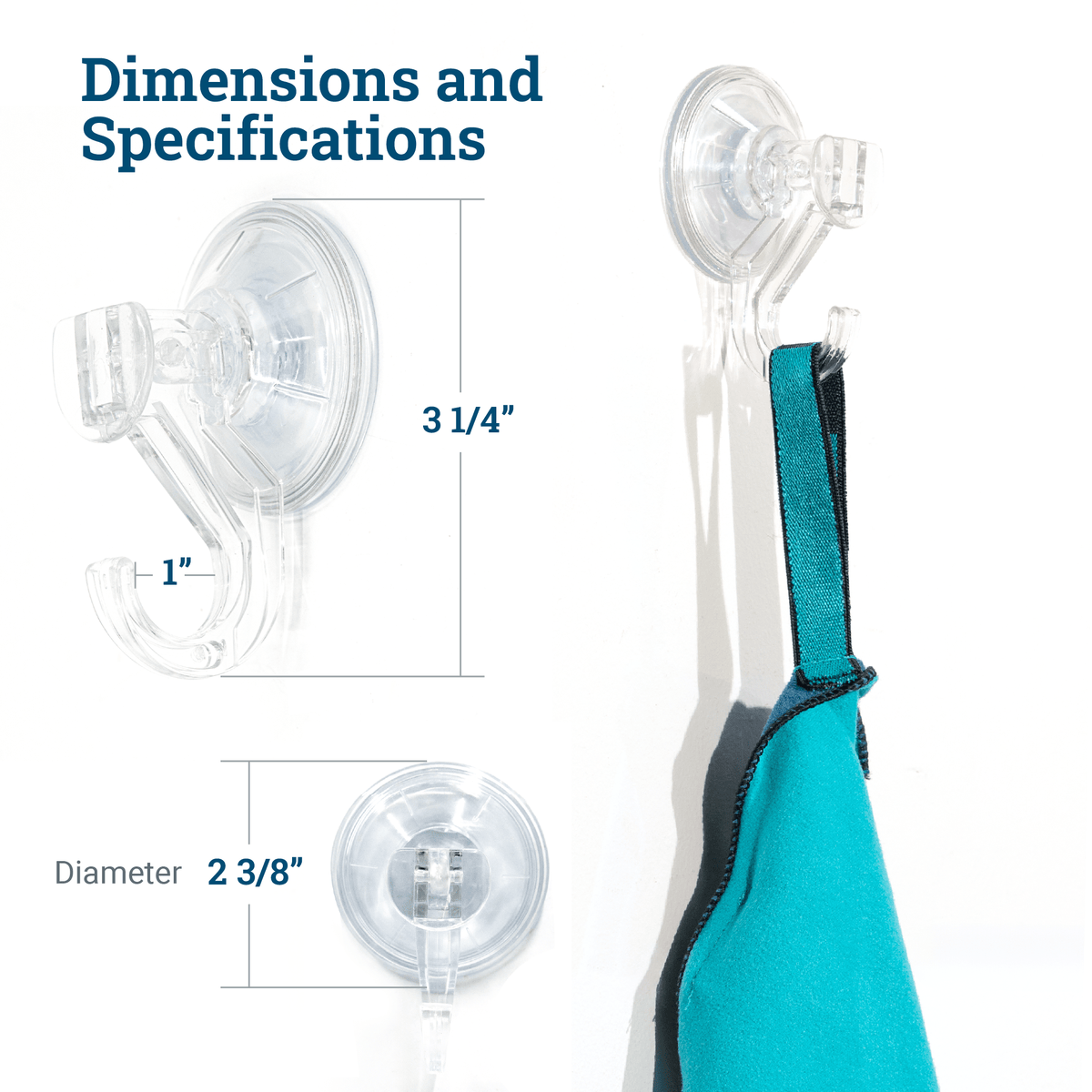 Large Plastic Suction Cup Hook - S-HWR-SUCL - Picture Hang Solutions