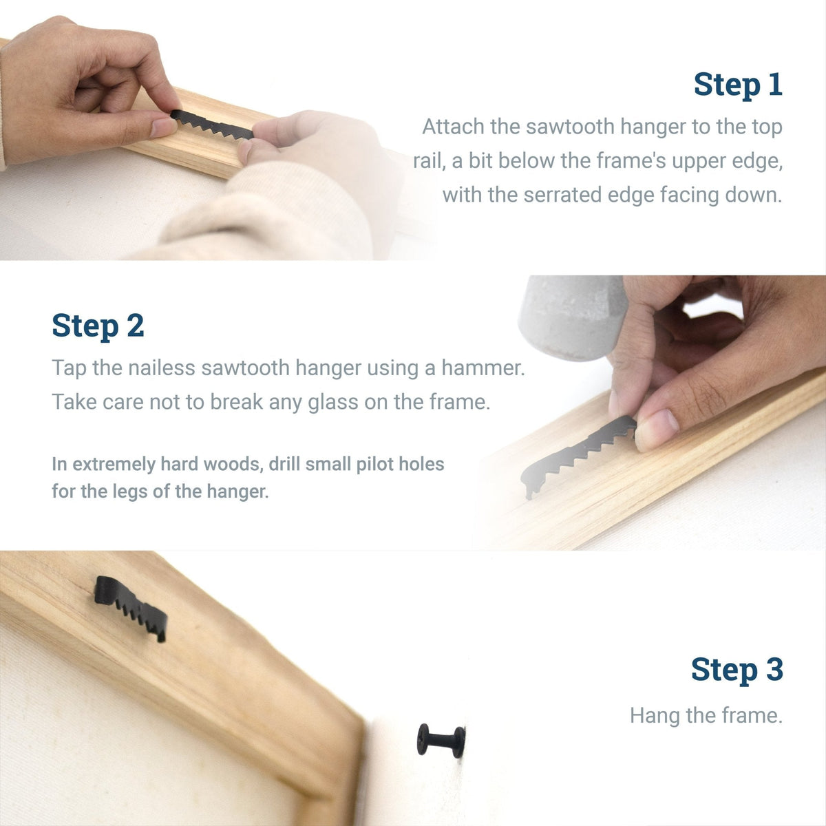 Large Sawtooth Nailess Black - S-HWR-3920X - Picture Hang Solutions