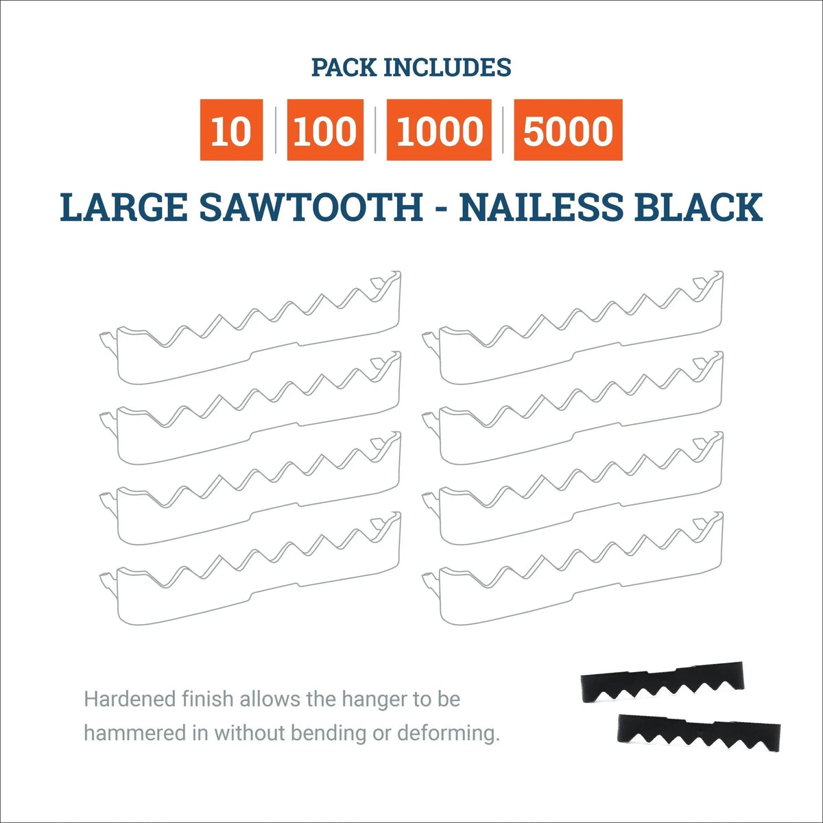 Large Sawtooth Nailess Black - S-HWR-3920X - Picture Hang Solutions