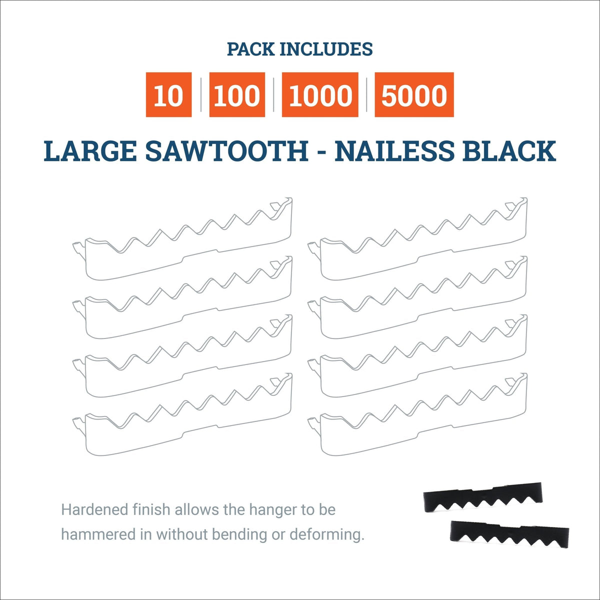 Large Sawtooth Nailess Black - S-HWR-3920X - Picture Hang Solutions