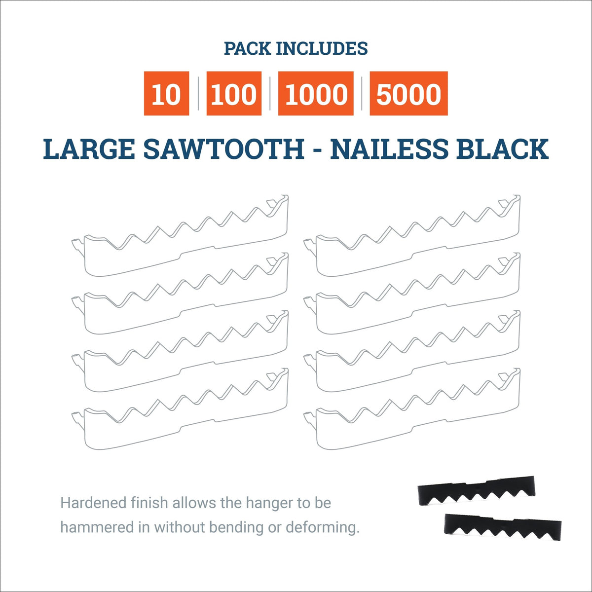 Large Sawtooth Nailess Black - HWR-3920X - Picture Hang Solutions