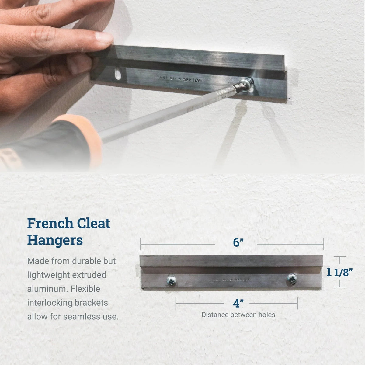 Light Cleat 6 inch - pair - S-HWR-165-6 - Picture Hang Solutions