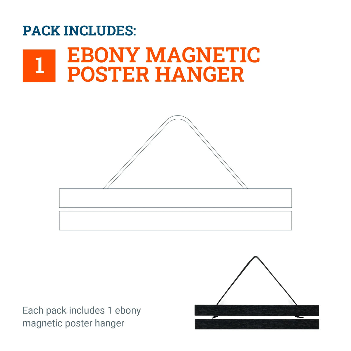 Magnetic Poster Hanger Ebony - S-HWR-MAGPOSTE - Picture Hang Solutions