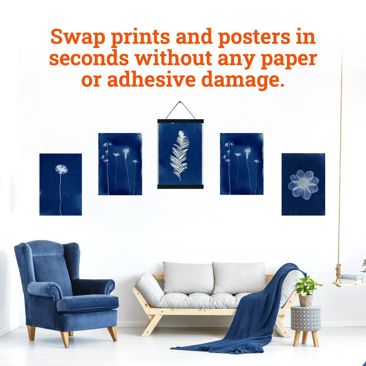 Magnetic Poster Hanger Ebony - S-HWR-MAGPOSTE - Picture Hang Solutions