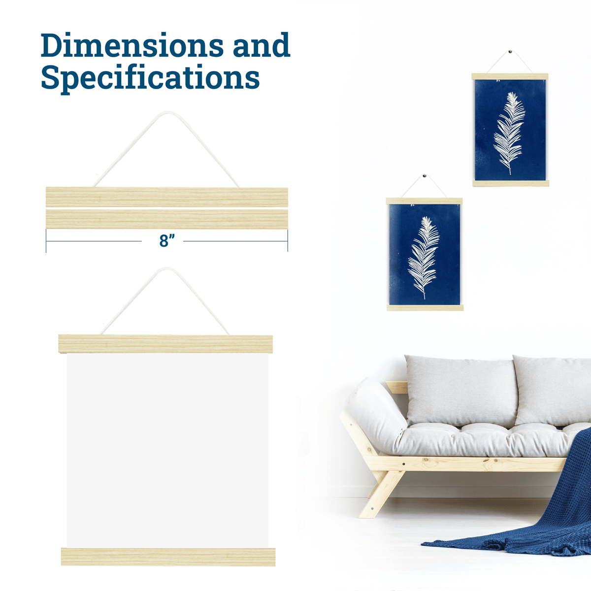 Magnetic Poster Hanger White Wash - S-HWR-MAGPOSTW - Picture Hang Solutions