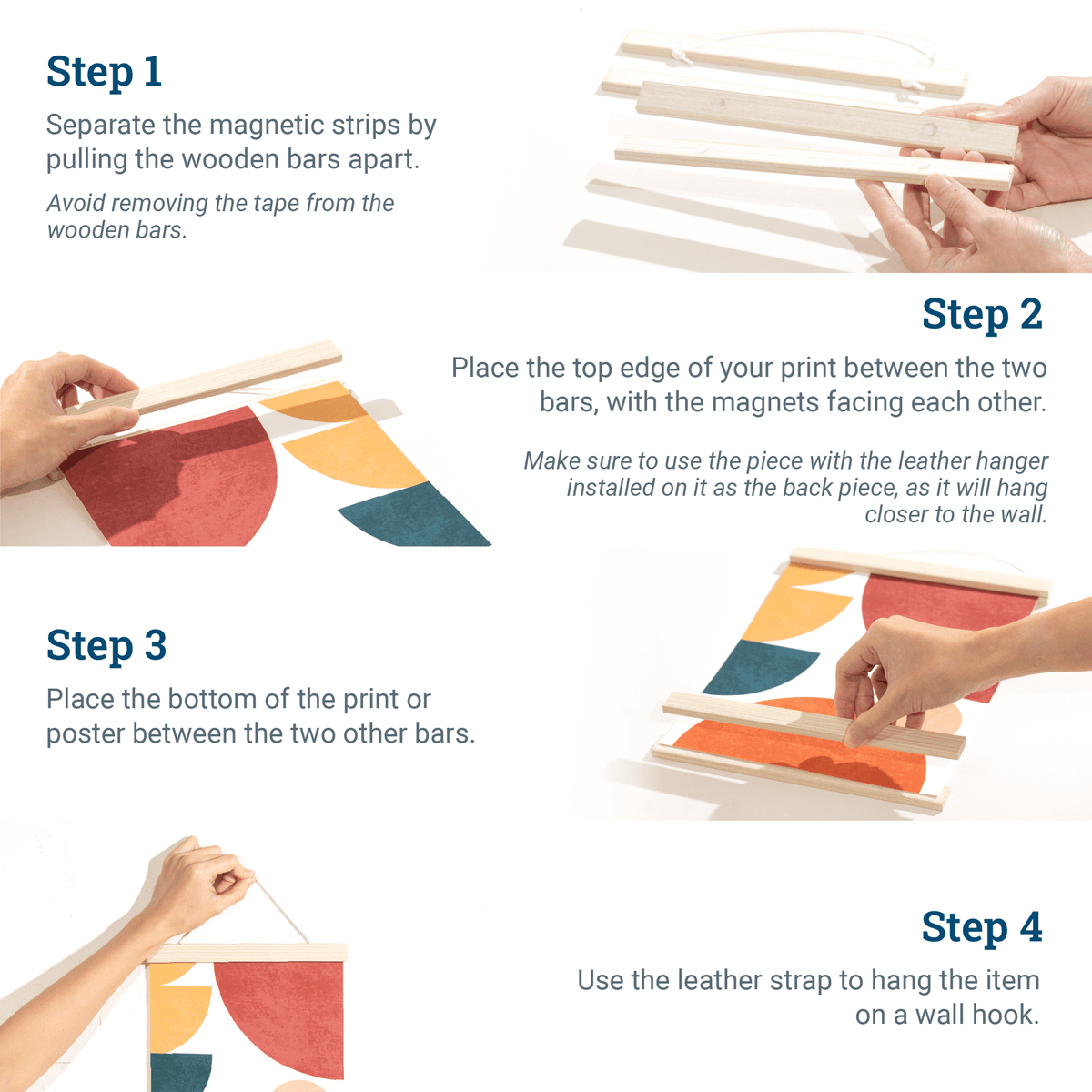 Magnetic Poster Hanger White Wash - S-HWR-MAGPOSTW - Picture Hang Solutions