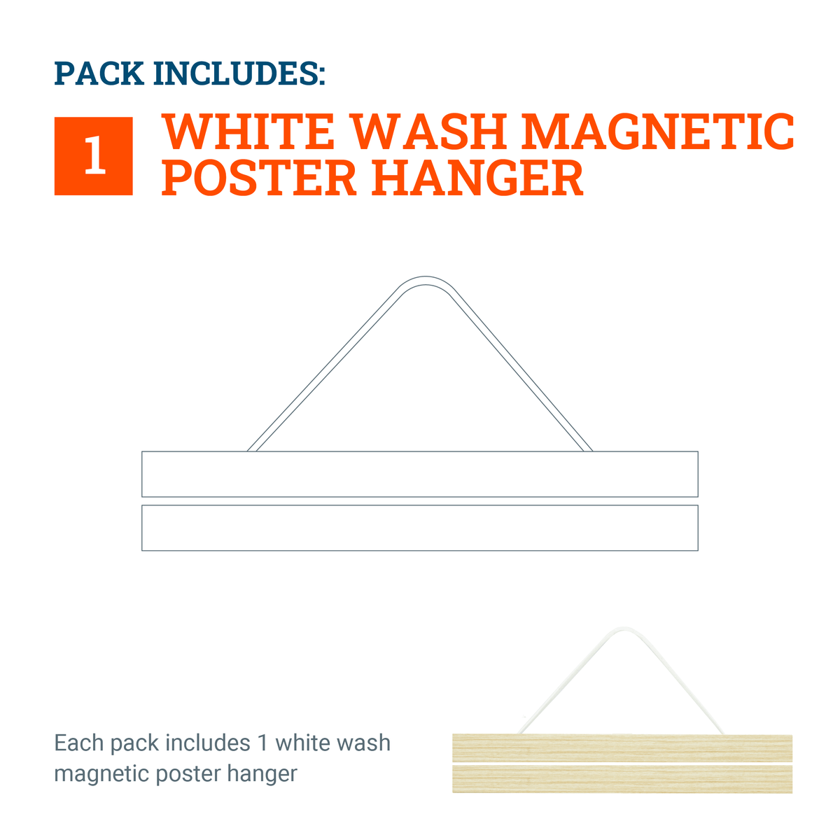Magnetic Poster Hanger White Wash - S-HWR-MAGPOSTW - Picture Hang Solutions