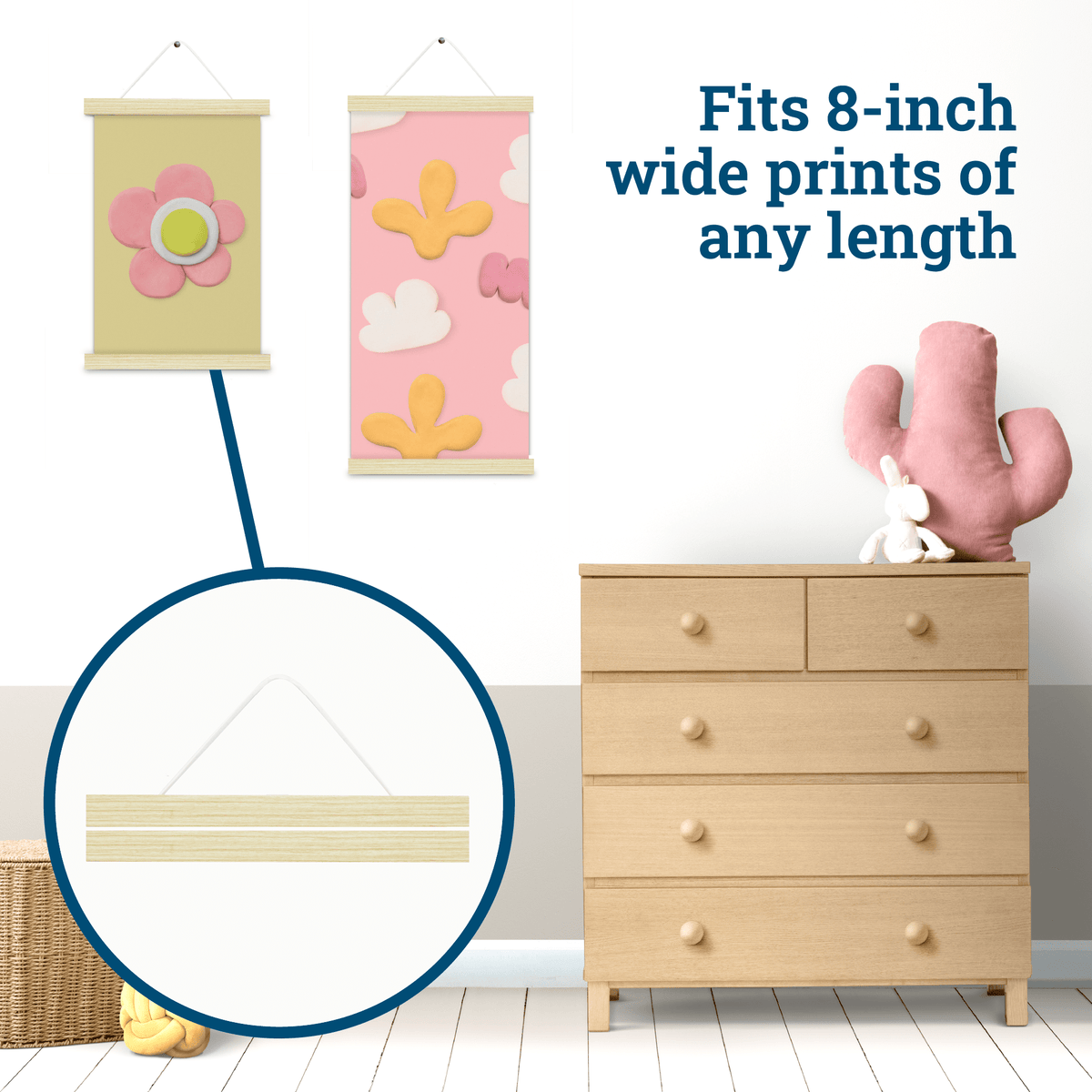 Magnetic Poster Hanger White Wash - S-HWR-MAGPOSTW - Picture Hang Solutions