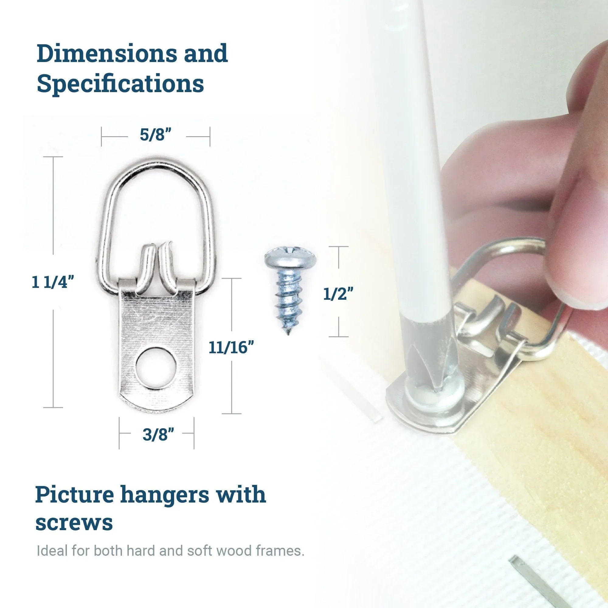 sourcing map 30 stuks D ring hanger set voor foto ophangen