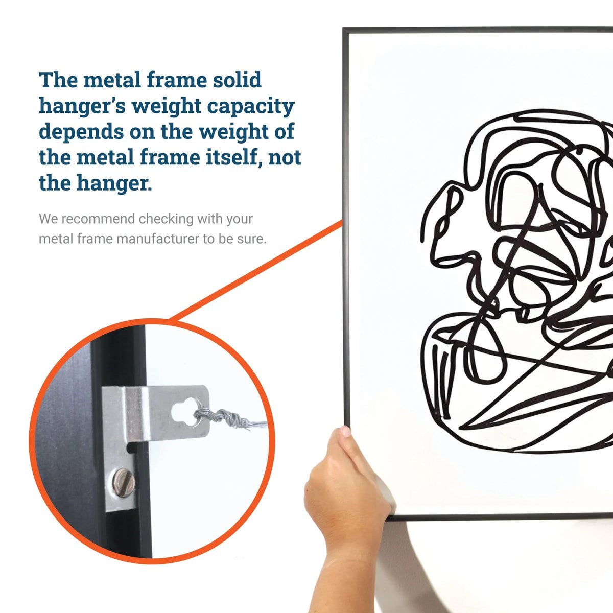 Metal Frame Solid Hanger - S-HWR-4258X - Picture Hang Solutions