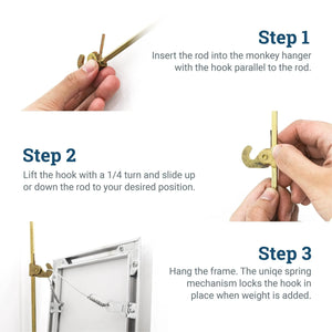 Monkey Hanger - Gallery Rod Adjustable Hook - S-BGS-HOOK - Picture Hang Solutions