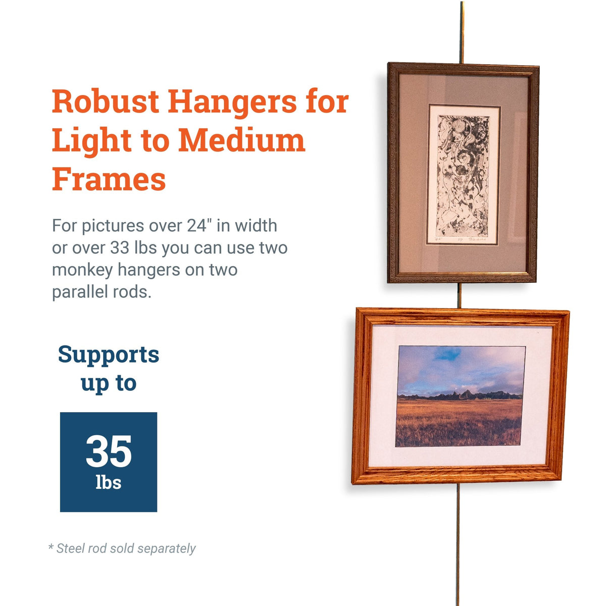 Monkey Hanger - Gallery Rod Adjustable Hook - BGS-HOOK - Picture Hang Solutions