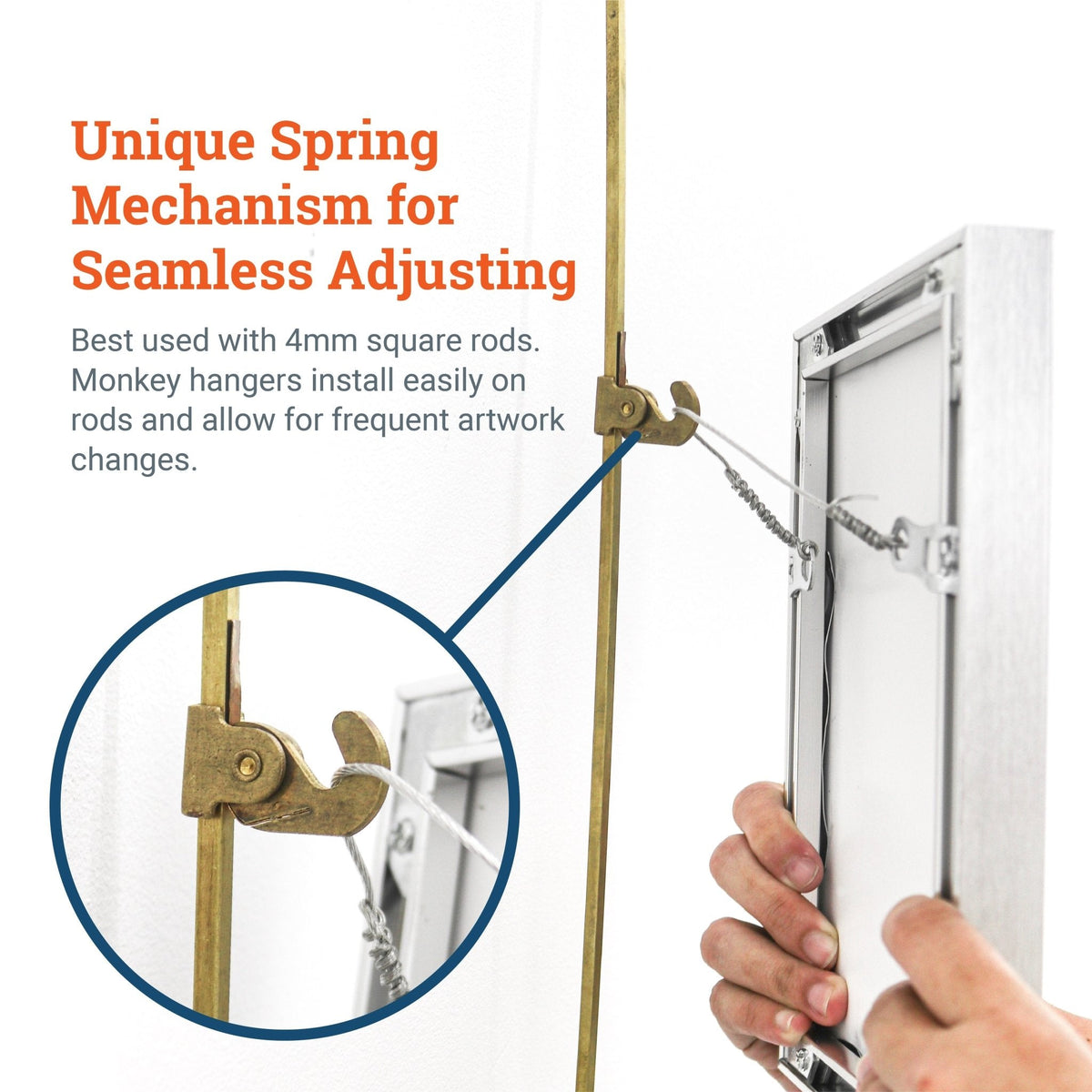 Monkey Hanger - Gallery Rod Adjustable Hook - S-BGS-HOOK - Picture Hang Solutions