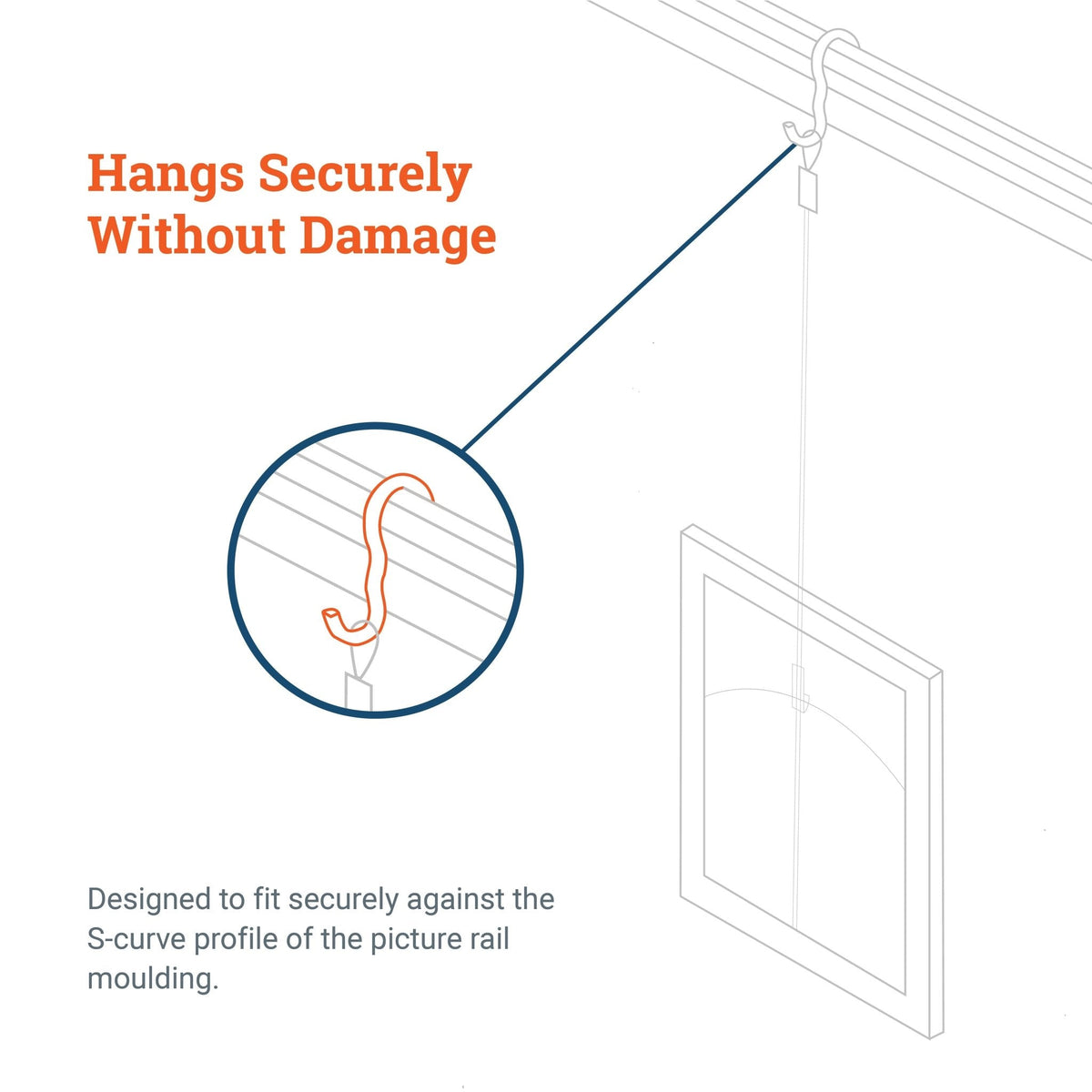 Narrow Picture Rail Hook - S-HWR-1326X - Picture Hang Solutions