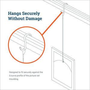 Narrow Picture Rail Hook Zinc/Silver - S-HWR-1226X - Picture Hang Solutions