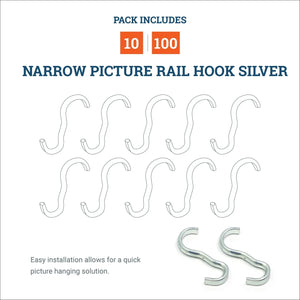 Narrow Picture Rail Hook Zinc/Silver - S-HWR-1226X - Picture Hang Solutions