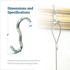 Narrow Picture Rail Hook Zinc/Silver - S-HWR-1226X - Picture Hang Solutions