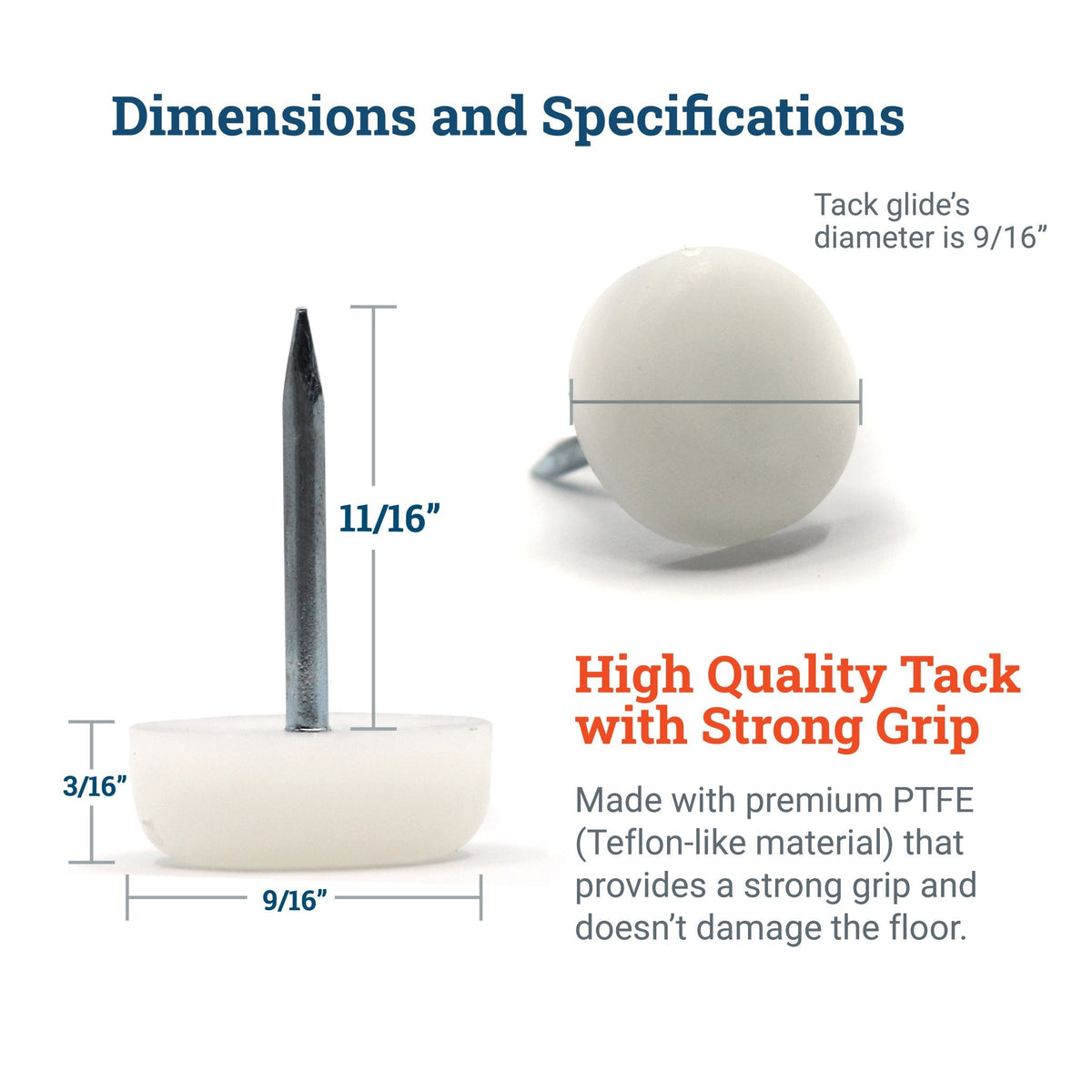 Plastic Headed Tack Glide - S-HWR-TACK-8 - Picture Hang Solutions