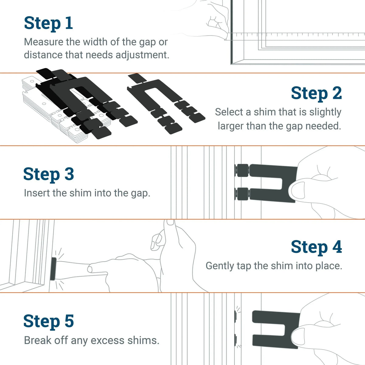 Plastic Structural Shimstack - 16 Pack - Adjustable Plastic Shims - 1/16” Thickness with 5/8 “ Slot Width - S-SHIM-116 - Picture Hang Solutions