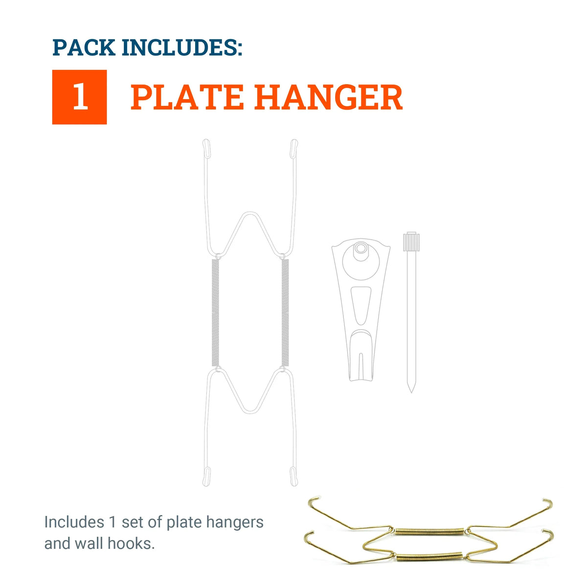 Plate Hangers for Decorative Hanging - Includes Brass Hook and Nail - S-HWR-138 - Picture Hang Solutions