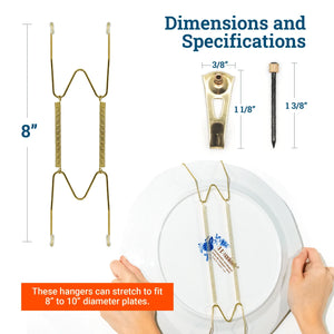Plate Hangers for Decorative Hanging - Includes Brass Hook and Nail - S-HWR-138 - Picture Hang Solutions