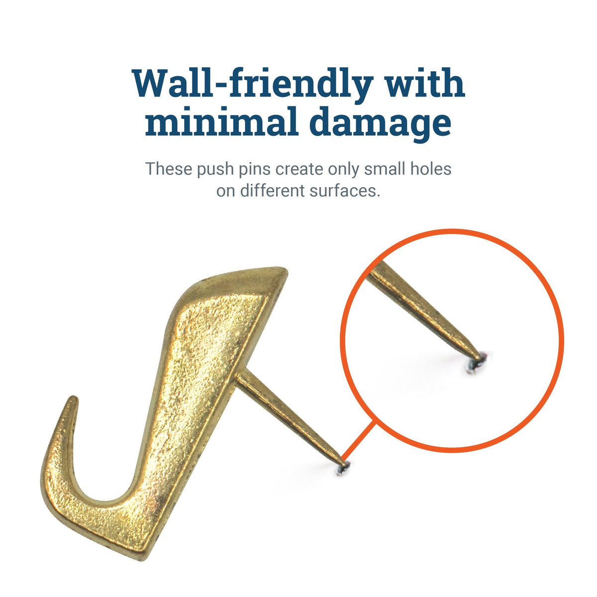 Push Pin Hooks for Lightweight Hanging - Supports up to 20 lbs - S-HWR-PPINX - Picture Hang Solutions